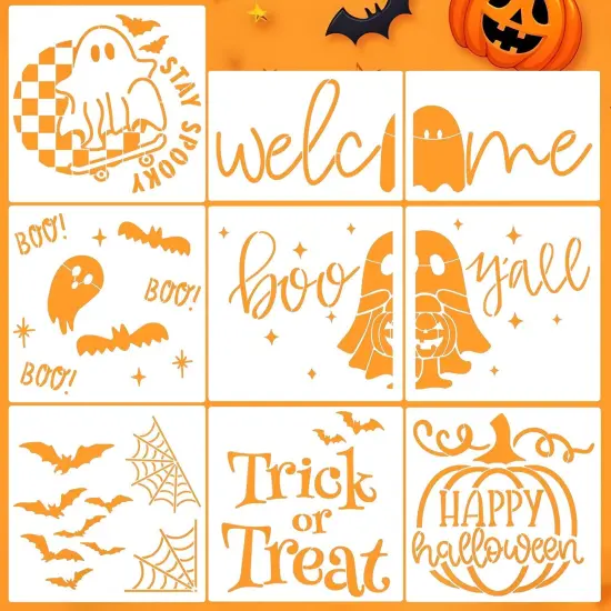 Door Mats Large Halloween Doormat Stencils Trick or Treat Boo Ghost Stencil (Halloween Doormat) {1}