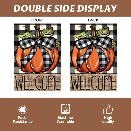 Welcome Fall Garden Yard Flag for Outside 12x18 Inch(Orange) {3}