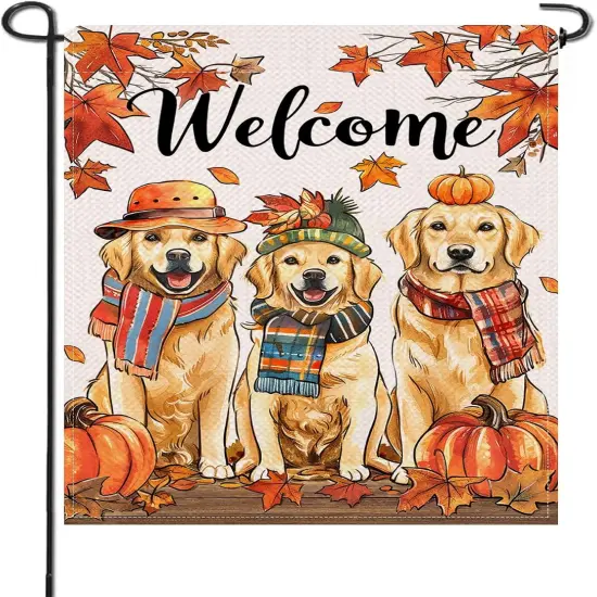 Welcome Fall Golden Retriever Dog Yard Flag(Fall Dogs) {5}