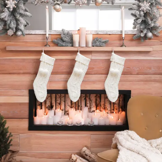 Set of 2 Knitted Polyester Christmas Decoration(Stocking & Tree Skirt) 2pk White {2}