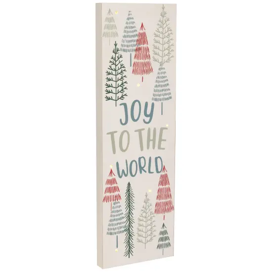 Northlight Lighted Joy to the World Pine Tree Christmas Wall Art - 19.75" White {4}