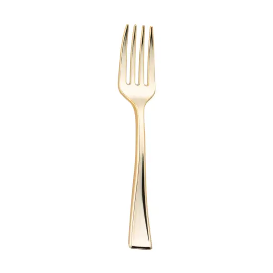 Shiny Metallic Gold Mini Plastic Disposable Tasting Forks (600 Forks) {1}