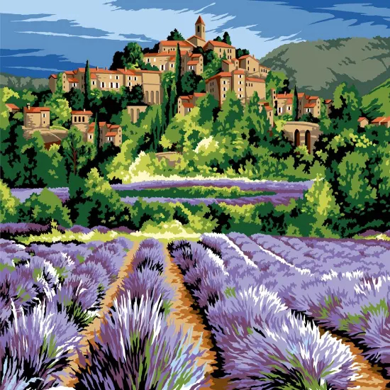 Needlepoint canvas for halfstitch without yarn Provencal Citadel SE929.657 Seg De Paris Printed Tapestry Canvas {1}