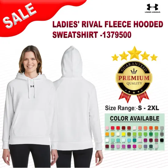 Under Armour&reg; Ladies' Rival Fleece Hooded Sweatshirt Red/ white {2}
