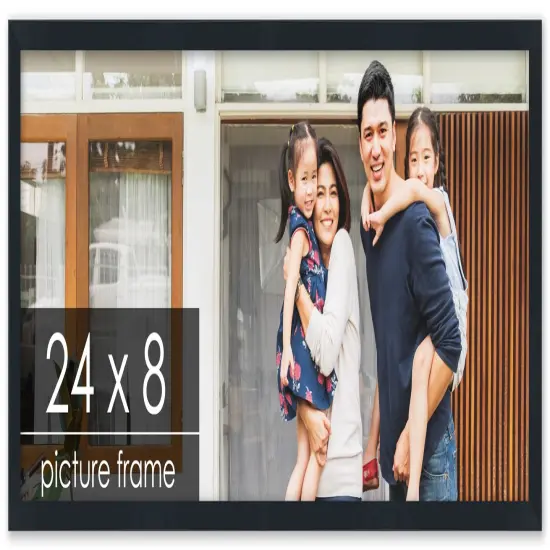Panoramic Slim Profile Black Picture Frame - UV Acrylic, Foam Board Backing, Hanging Hardware {1}