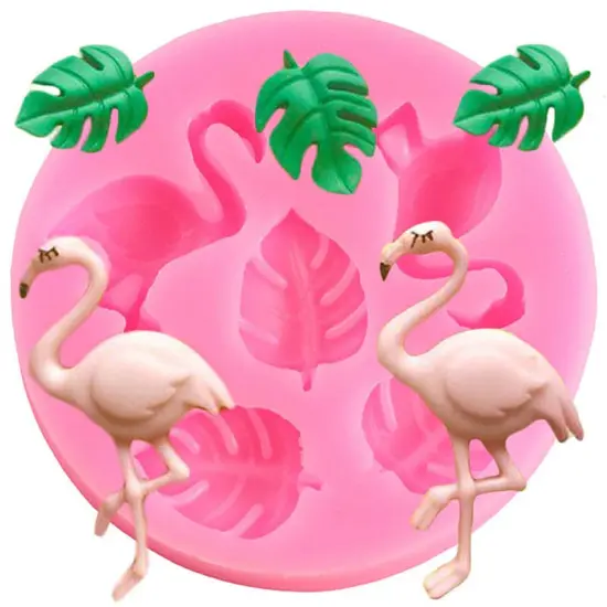 Leaf & Flamingo silicone mold {1}
