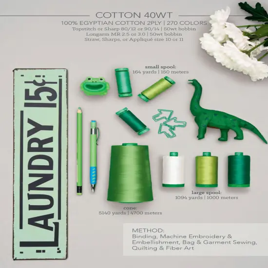 Light Leaf Green (1147) | 40wt Large Spool (1000M / 1094Y) | Aurifil Thread {2}