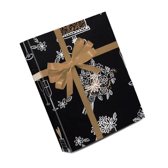 Clearance Wrapping Paper Black / Gold Lucky Day 30 ''x100 ' {3}