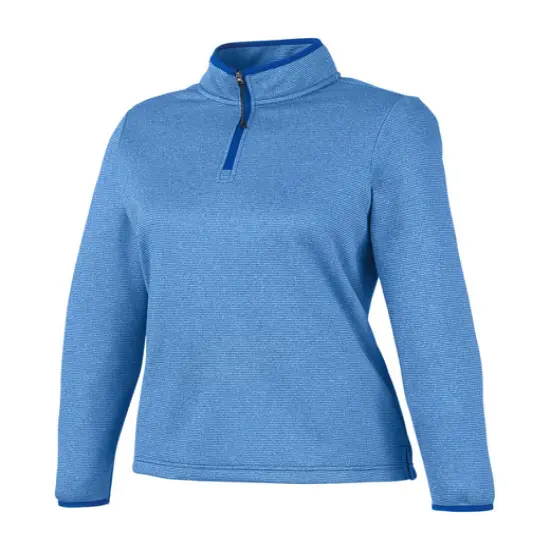 CORE365&reg; Ladies' Venture Heathered Stripe Quarter Zip TRUE ROYAL/WHITE {1}