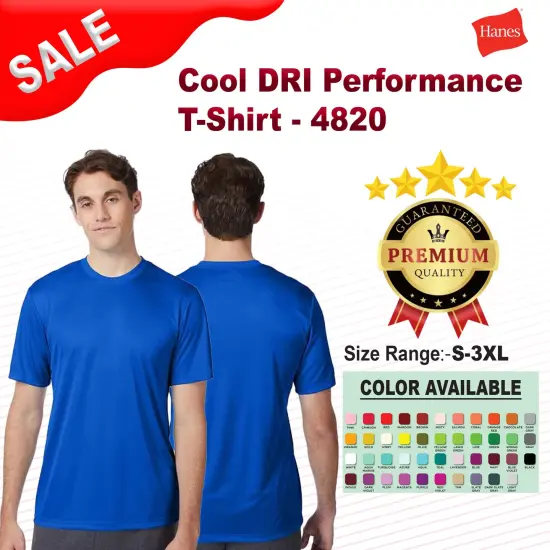 Hanes® Cool DRI Performance Crewneck Short Sleeve T-Shirt Deep Royal {2}