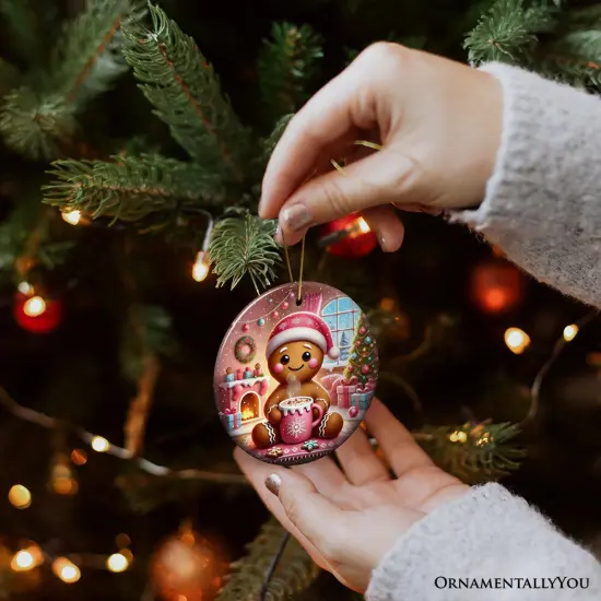 Cozy Gingerbread Man Pink Themed Ornament, Delightful Christmas Gift and Decor {7}