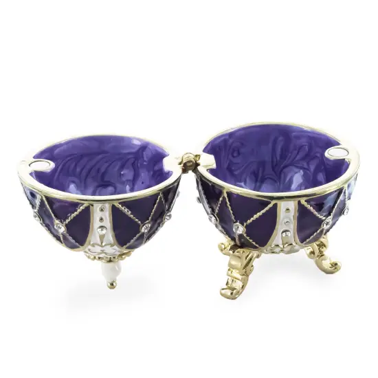 Trellis on Purple Enamel Royal Inspired Easter Egg 2.75 Inches {5}