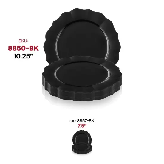 Black Round Lotus Plastic Dinner Plates - 10.25" (120 Plates) {6}