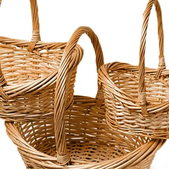 Geneoa Oval Basket Set with Handle 11 3/4" x 8 5/8" x 5 1/4" {2}