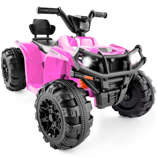 Best Choice Products 12V Kids Ride-On ATV Quad w/ Bluetooth, 2.4mph Max, Treaded Tires, LED Lights, Radio Pink {1}