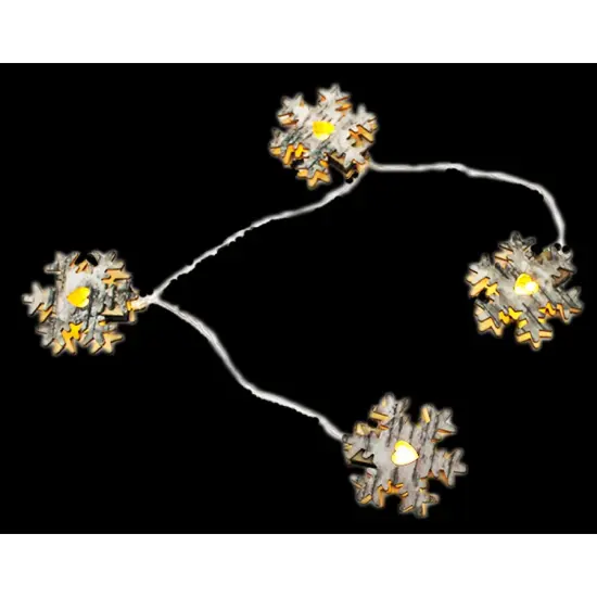 10 LED Wood Snowflake Light Set Battery Operated 2 Assorted Styles {4}