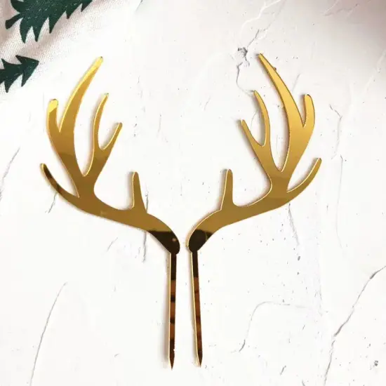 Gold Antler Acrylic Cake Toppers {2}
