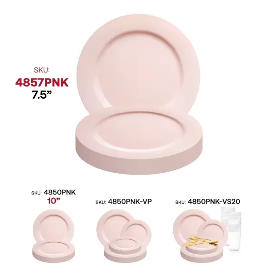 Matte Pink Round Disposable Plastic Appetizer/Salad Plates - 7.5" (120 Plates) {6}