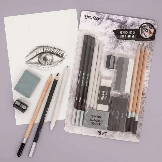 Brea Reese: Beginners Sketch & Draw Set - 18pc - Pencils-Erasers-Tools Set, Comprehensive Kit, Perfect for Multiple Techniques, Adult Art Supplies {6}