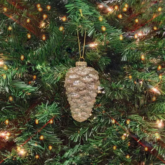 Golden Glass Pinecone Christmas Ornament F07M7-4(LH76-23207) {1}