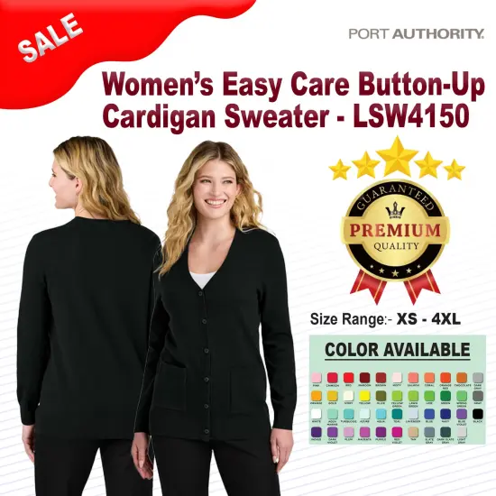 Port Authority&reg; Women&rsquo;s Easy Care Button Up Cardigan Sweater Charcoal heather {2}