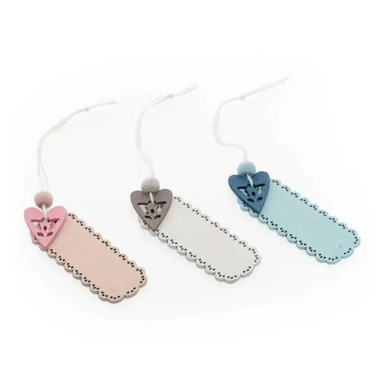 Pink Pre Strung Wooden Tags 1" x 2.5" {5}