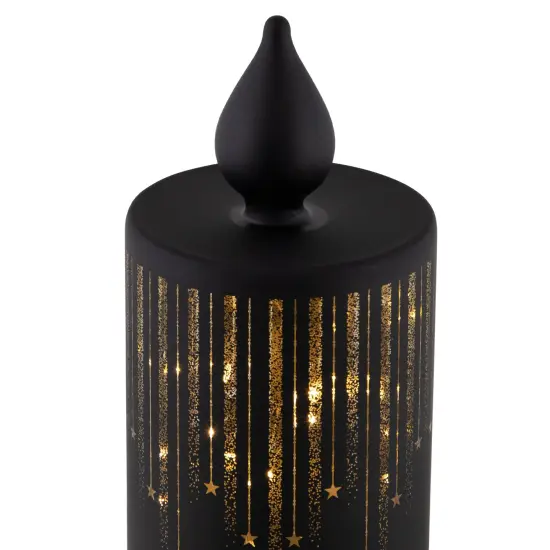 Northlight LED Lighted Glass Candle with Stars Christmas Decoration - 8" - Small Black {6}