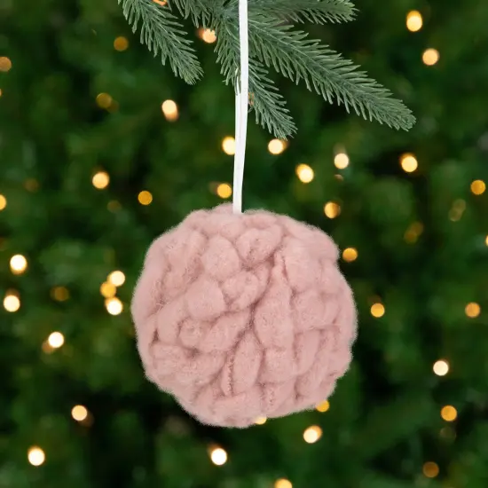 Northlight 3.75" Pink Woven Yarn Ball Hanging Christmas Ornament {1}