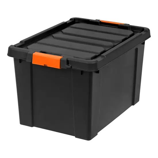IRIS USA 19 Gal. Plastic Storage Bins with Lids, Latching Totes, Heavy Duty Containers Black {1}
