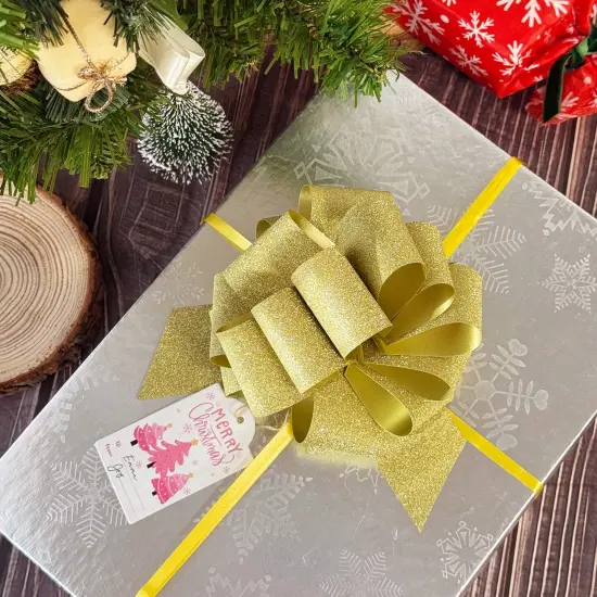 Wrapables Large 5 inch Christmas Pull Bows, Ribbon Bows for Gift Wrapping, Xmas Decorations (16pcs), Holiday Colors {4}