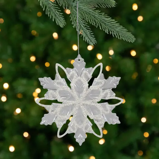 Northlight Snowflake with Glitter Design Christmas Ornament - 5.5" - Clear {1}