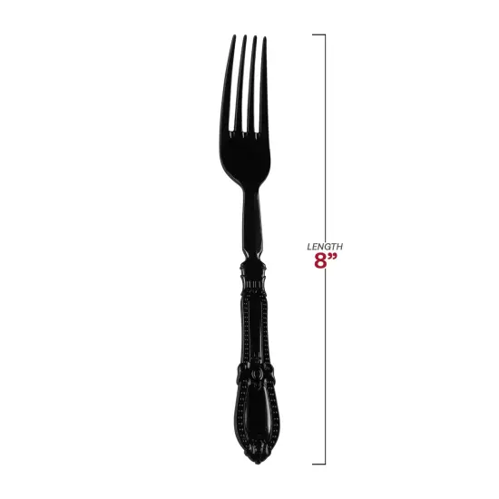 Black Baroque Disposable Plastic Dinner Forks (480 Forks) {3}