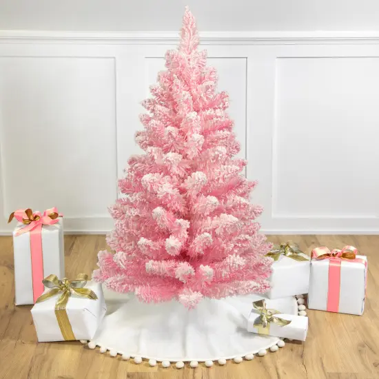 Northlight Medium Flocked Madeline Spruce Artificial Christmas Tree - 3' - Pink - Unlit {1}