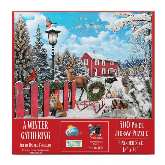 Sunsout A Winter Gathering 500 pc Christmas Jigsaw Puzzle 42311 {4}