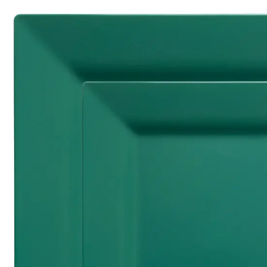Hunter Green Square Plastic Plates Dinnerware Value Set (120 Guests) {1}