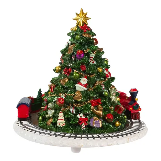 Kurt Adler 6-Inch Christmas Tree with Revolving Train Music Box {3}