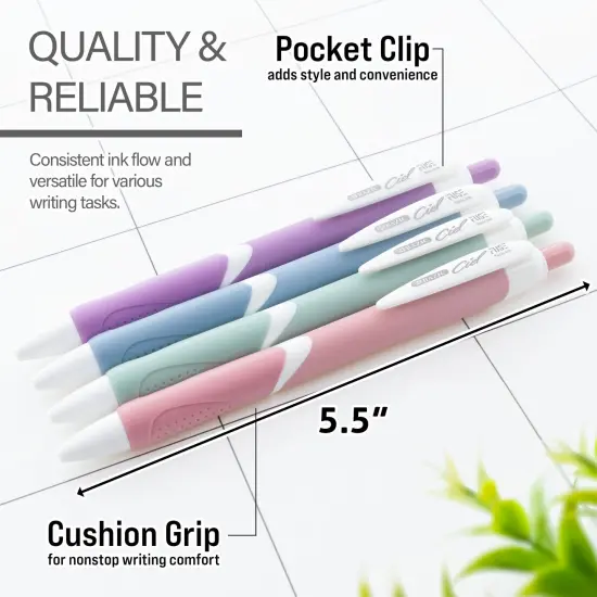 BAZIC Ciel Serena FUSE Tech Ink Retractable Pen w/ Rubberized Barrel (2/Pack) {3}