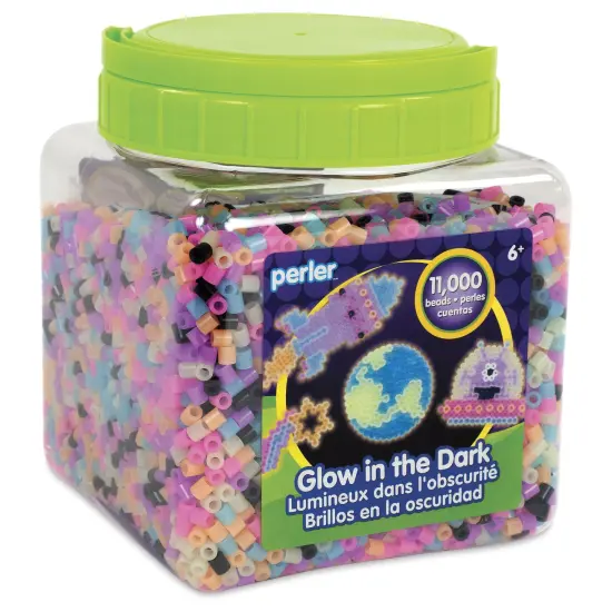 Perler Glow in the Dark Fused Bead Jar {1}