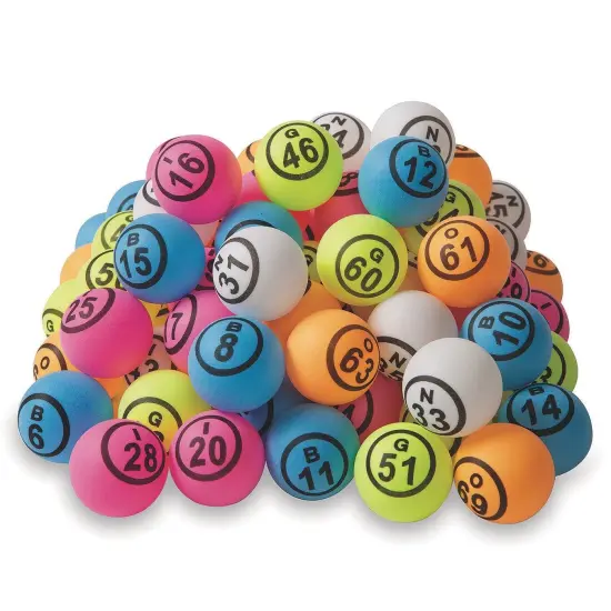 Ping Pong Style Replacement Bingo Balls, Multi-Colored (Set of 75) {1}