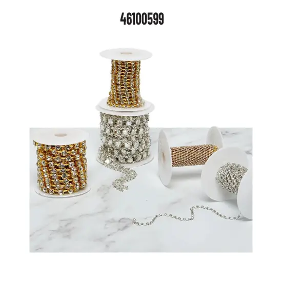 Rhinestone Chains in Silver and Gold 5 Yard Bundle {3}