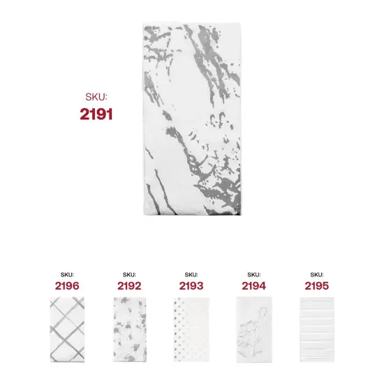 Durable White with Silver Marble Paper Dinner Napkins (600 Napkins) {6}