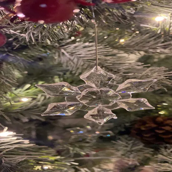 24Pcs Crystal Christmas Tree Ornaments Clear Acrylic Snowflake Icicles Set Crystal Hanging Ornament Set for Christmas Tree Winter Wonderland Frozen Birthday Wedding Home Party Decor {4}