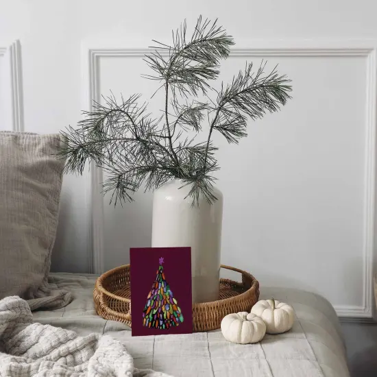 Whimsical Watercolor Christmas Tree Greeting Cards - 24-Pack Holiday Note Cards in 12 Unique Tree Designs, Blank Inside, Perfect for Sending Merry Christmas & Happy Holiday Wishes - Artistic Festive Stationery Set for Seasonal Cheer {4}