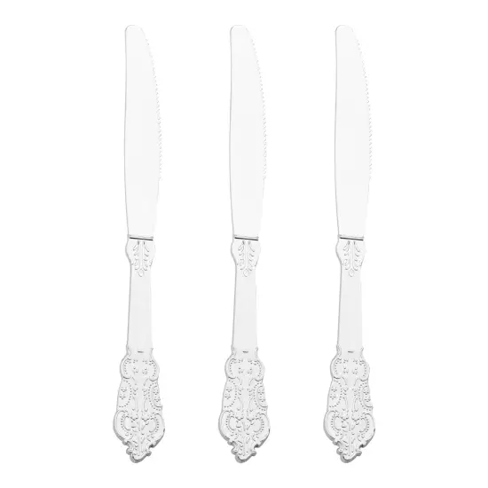 Shiny Baroque Silver Plastic Knives (600 Knives) {2}