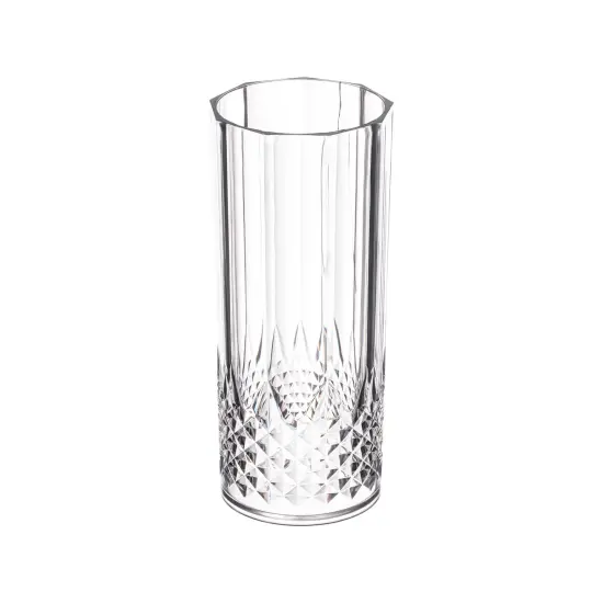 Clear Crystal Cut High Ball Plastic Glasses - 14 oz. (48 Glasses) {1}