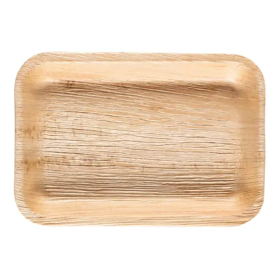 Rectangular Natural Palm Leaf Eco-Friendly Disposable Trays - 14" x 10" (100 Trays) {1}