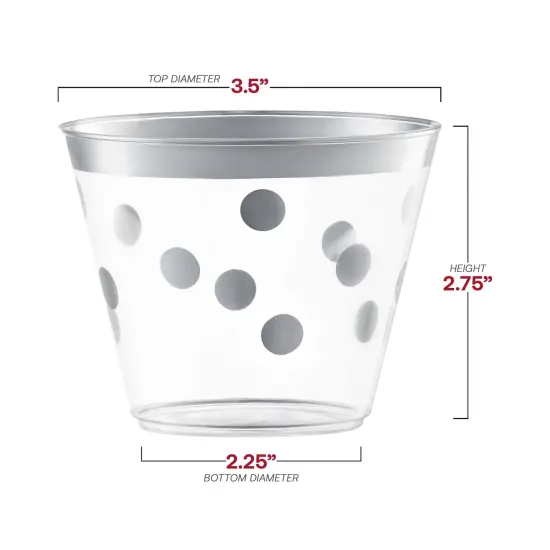 Clear with Silver Dots Round Disposable Plastic Party Cups - 9 oz. (240 Cups) {3}