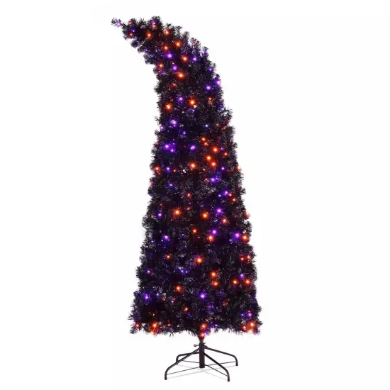 Kitcheniva Pre-Lit Artificial Christmas Tree Bent Top With 400 LED 7FT {2}