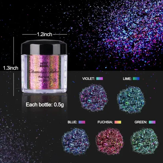 LET'S RESIN Chameleon Flakes, Resin Supplies -Intense Color Shift Pigment Powder for Resin Molds/Tumblers, Chrome Powder Pigment for Christmas Nail Art/Paint/Soap Making {3}