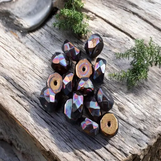 *15* 4x6mm Purple Copper Lustered Root Beer Topaz Fire Polished Rondelle Heishi Beads {2}